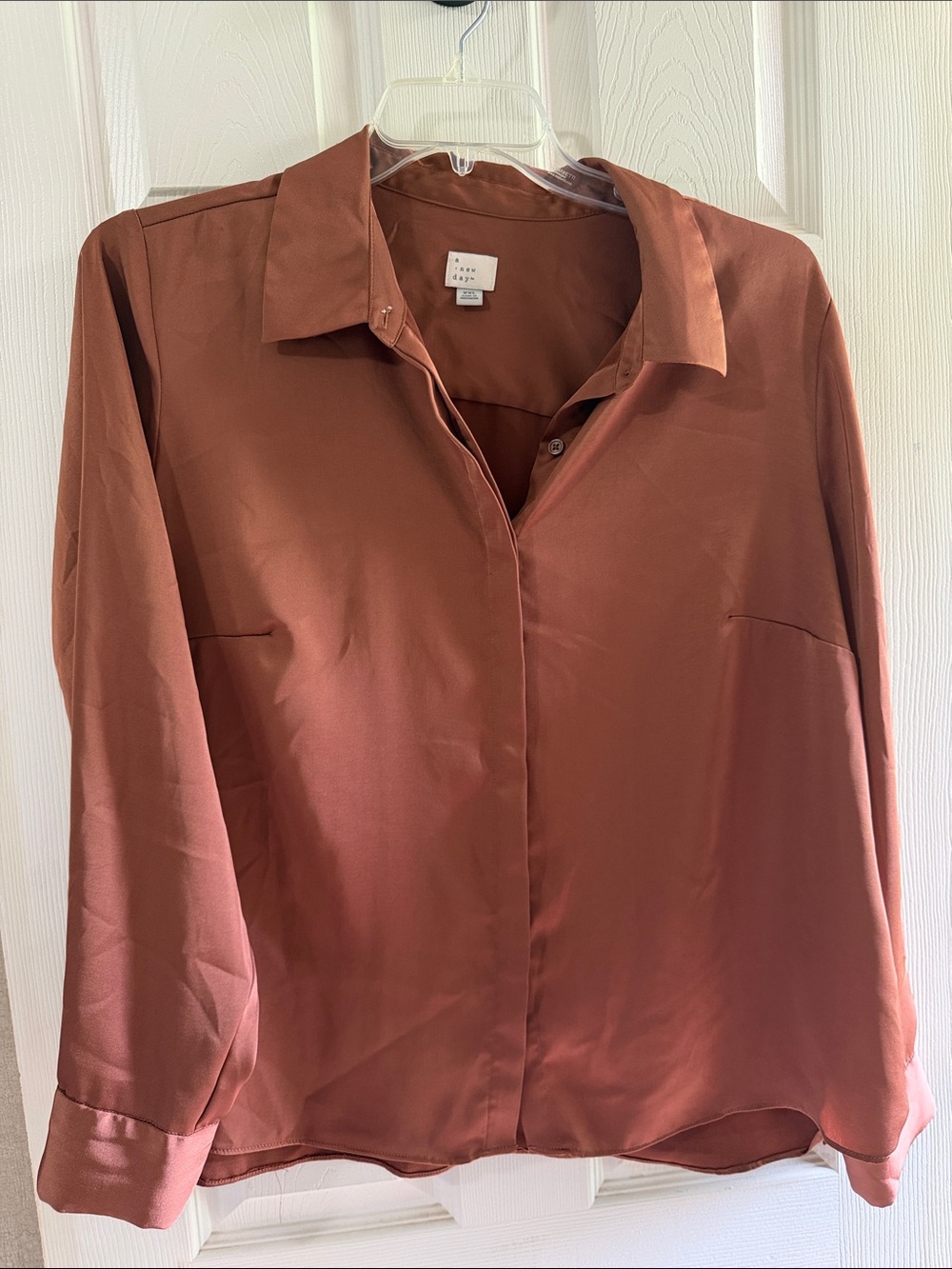 A New Day Rust Button-Up Blouse Womens XXL